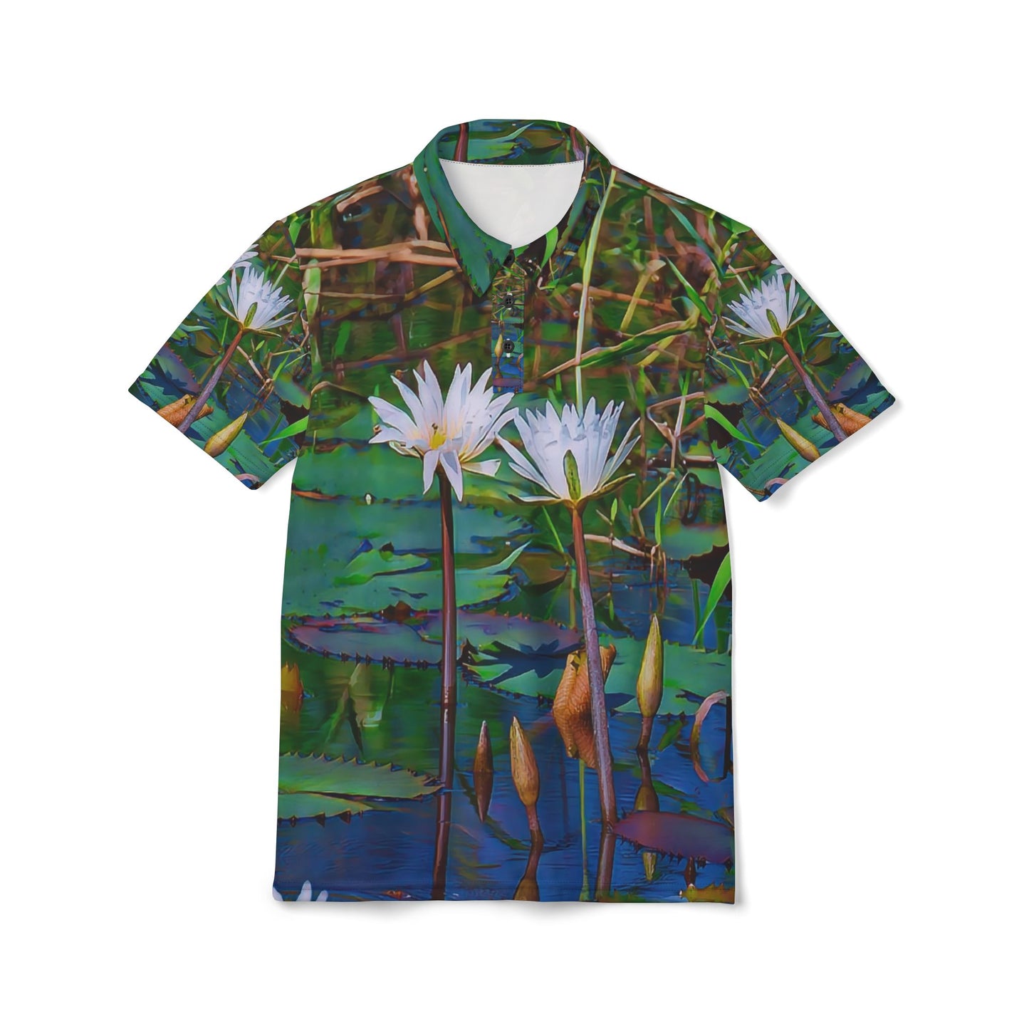 The "Gilded Lily" Water Lily All Over Print Polo