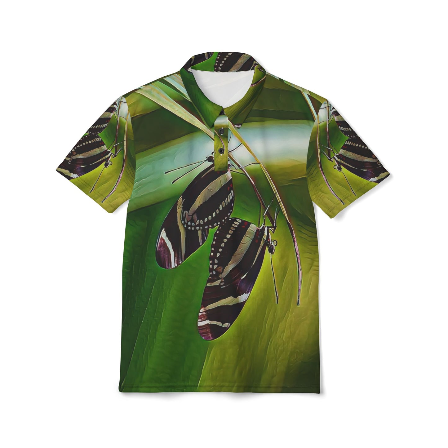 The "Zebra Longwing" Butterfly All Over Print Polo