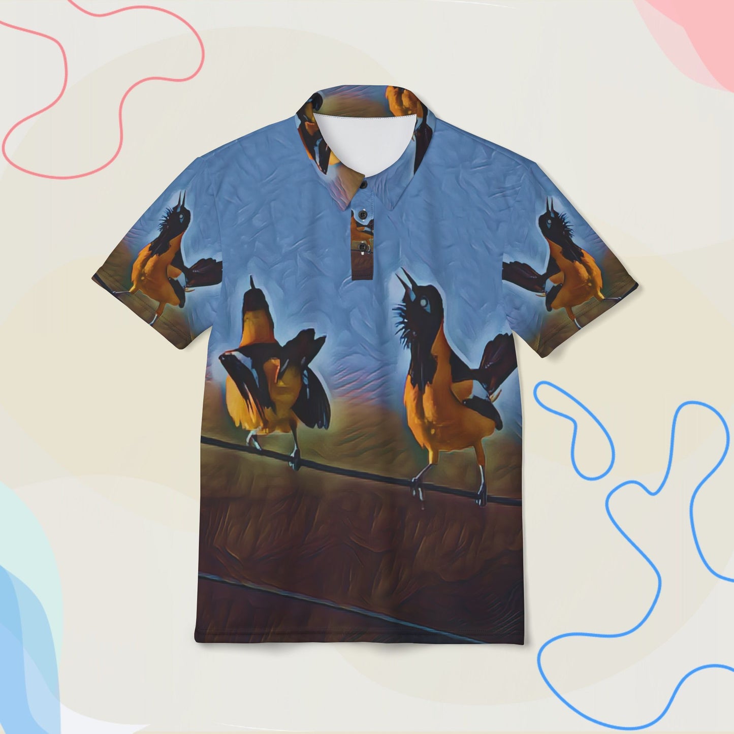 "Perch & Pattern — Orange Flock"