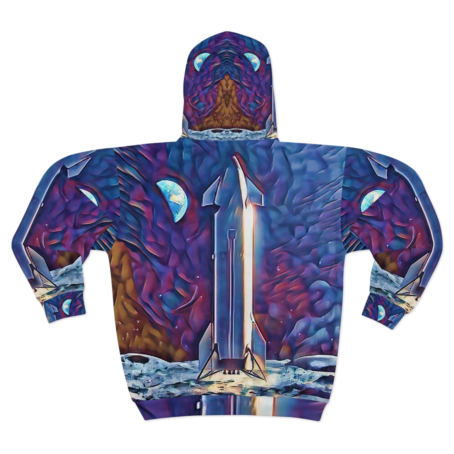 Starship Moon Landing Unisex All Over Print Zip Hoodie