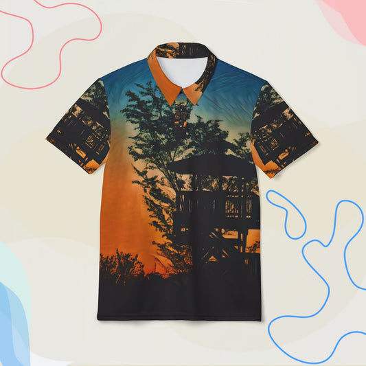 "Dawn at the Watchtower: Silhouetted Sunrise."