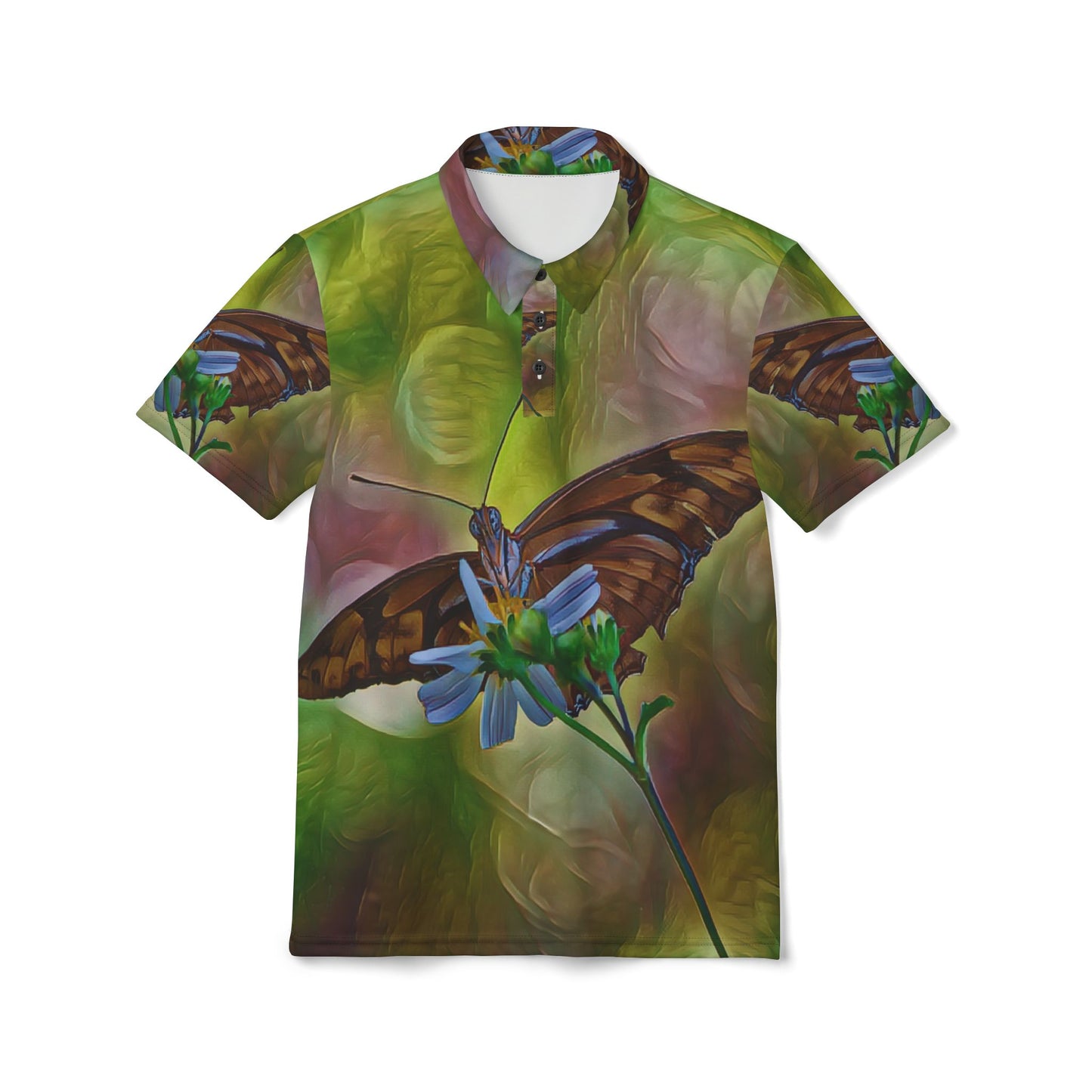 The "Julia Butterfly" Tropical Blossom All Over Print Polo