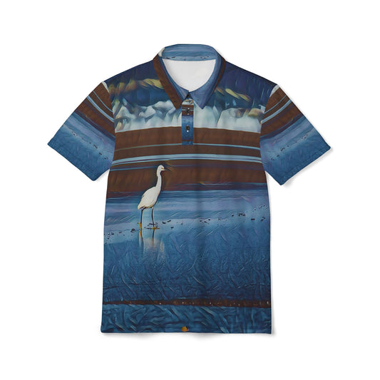 Coastal Hunter Heron Unisex All Over Print Polo Shirt