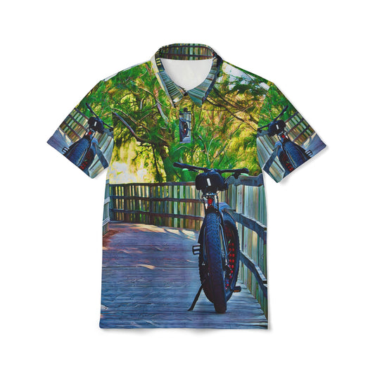 The "Island Boardwalk" Scenic MTB All Over Print Polo