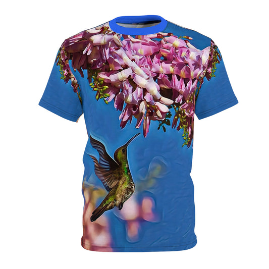 Morning Nectar Hummingbird Unisex All Over Print Tee