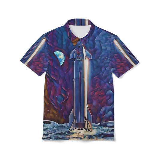Starship Moon Landing Unisex All Over Print Polo Shirt