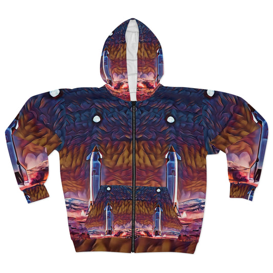 Starship Mars Landing Unisex All Over Print Zip Hoodie